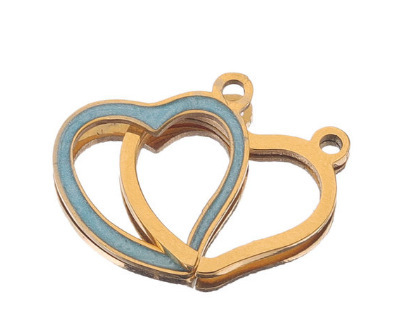 10pcs/bag Stainless steel double-hole heart enamel oil drop pendant
