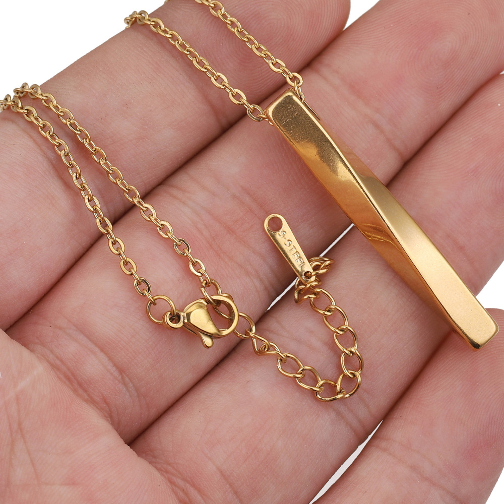 10pcs/bag Stainless steel 3D twisted rectangular necklace