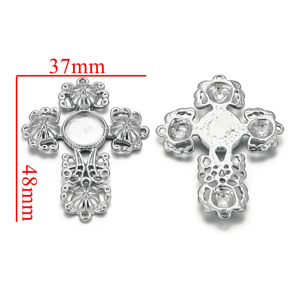 10pcs/bag stainless steel inner tray 12mm cross flower plate DIY accessories