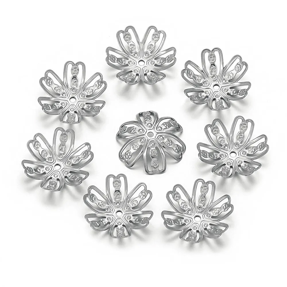 100pcs/bag Stainless steel six-petal bead cap spacer bead DIY accessories