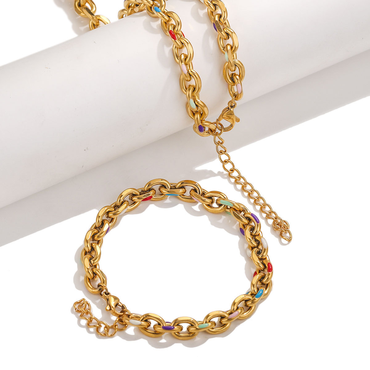 Stainless steel oil drop necklace bracelet O-shaped chain