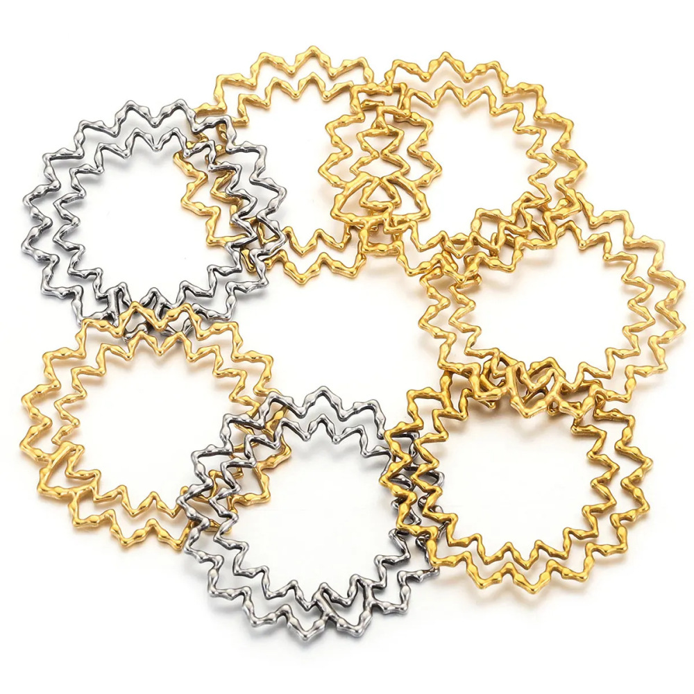 10pcs/bag Stainless steel retro hollow flower pendant DIY accessories