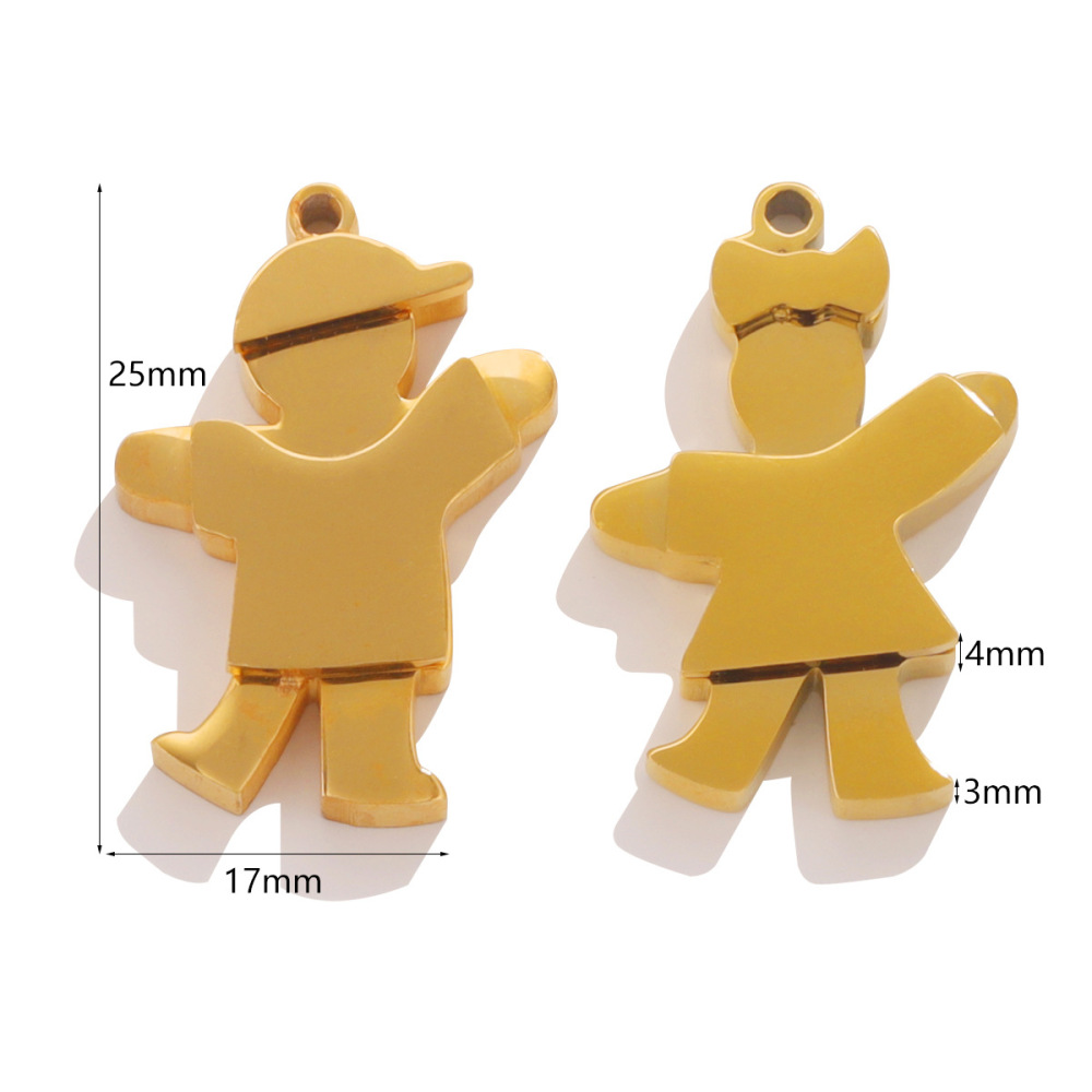 10pcs/bag 3D couple stainless steel boy and girl DIY accessories