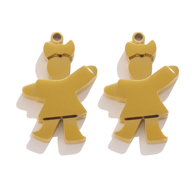 10pcs/bag 3D couple stainless steel boy and girl DIY accessories