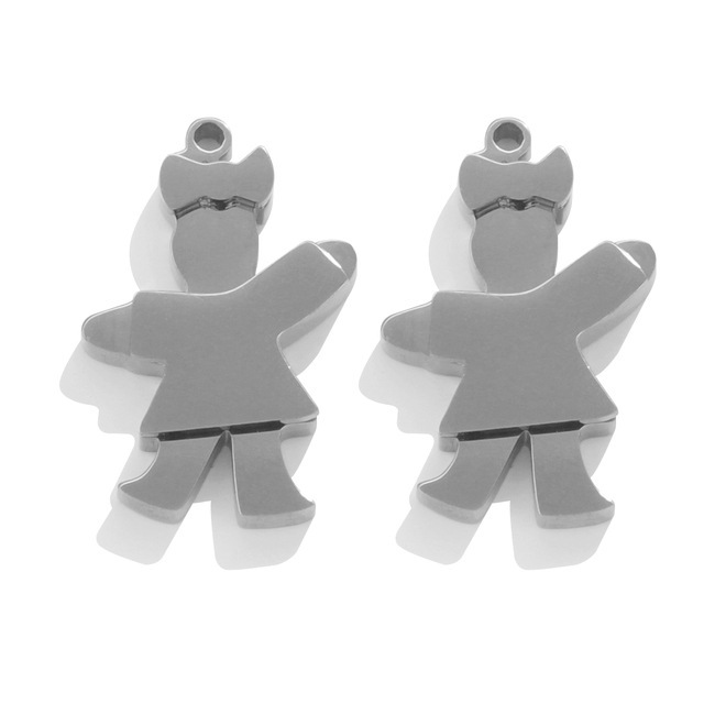 10pcs/bag 3D couple stainless steel boy and girl DIY accessories