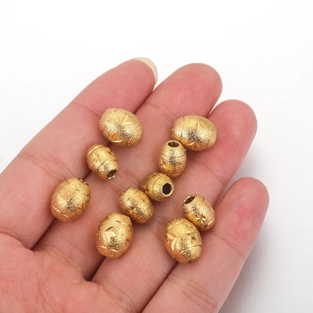 10pcs/bag Stainless steel sanded rice beads, drilled beads, tube beads, DIY accessories