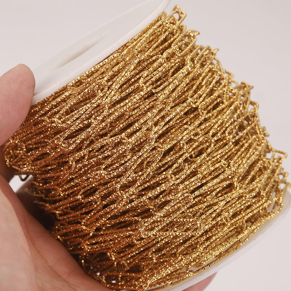 Stainless steel long oval embossed chain DIY accessories