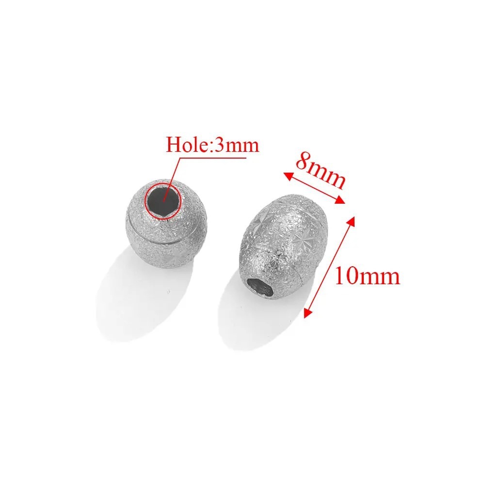 10pcs/bag Stainless steel sanded rice beads, drilled beads, tube beads, DIY accessories