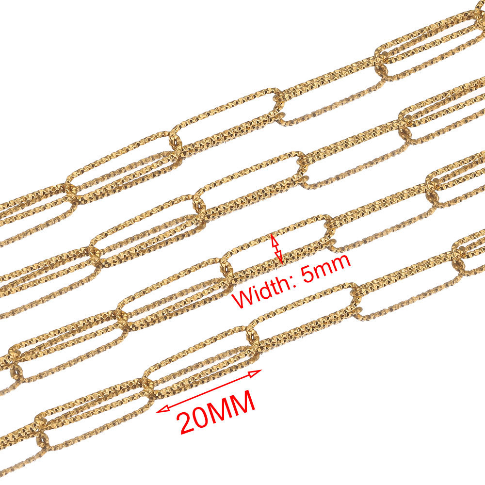 Stainless steel long oval embossed chain DIY accessories