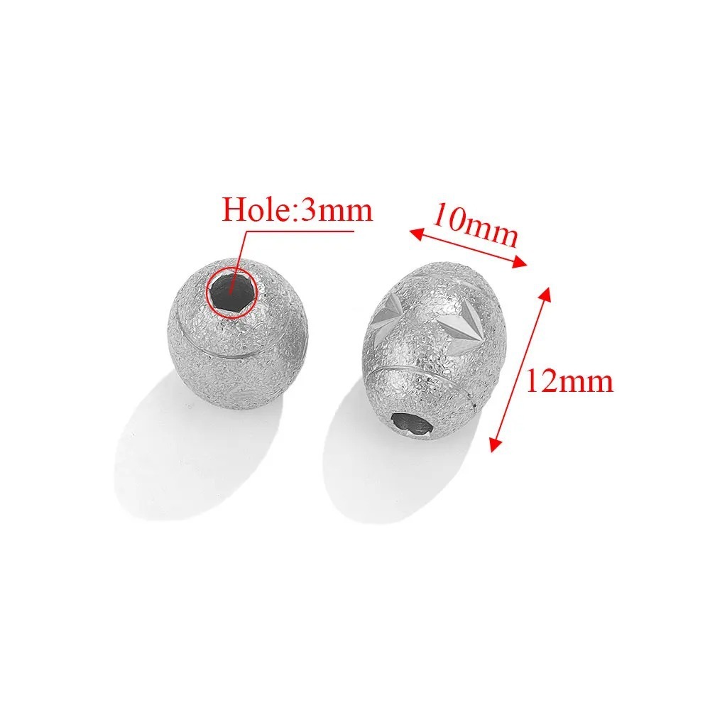 10pcs/bag Stainless steel sanded rice beads, drilled beads, tube beads, DIY accessories