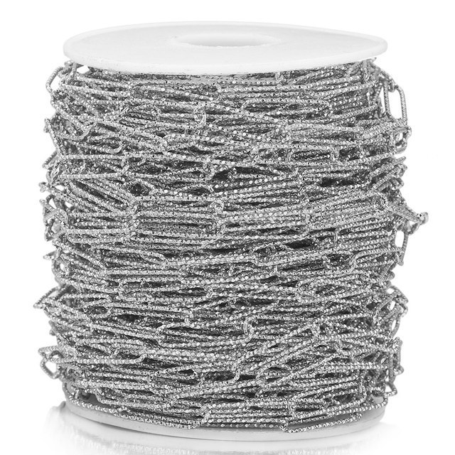 Stainless steel long oval embossed chain DIY accessories