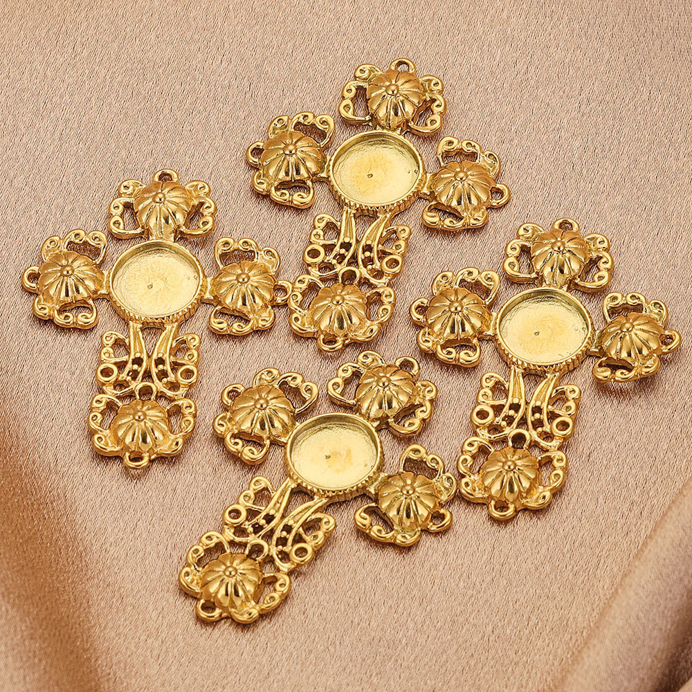 10pcs/bag stainless steel inner tray 12mm cross flower plate DIY accessories