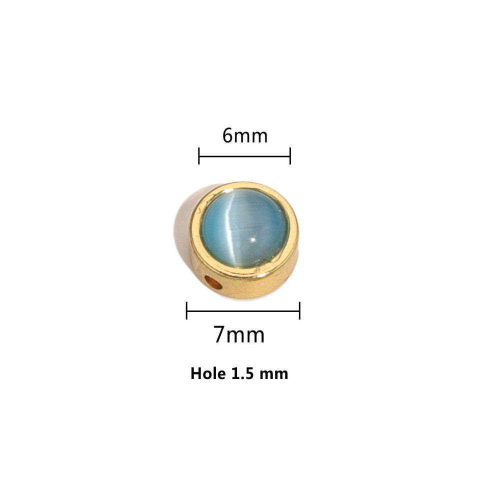 20pcs/bag Stainless steel cat's eye perforated steel beads DIY accessories