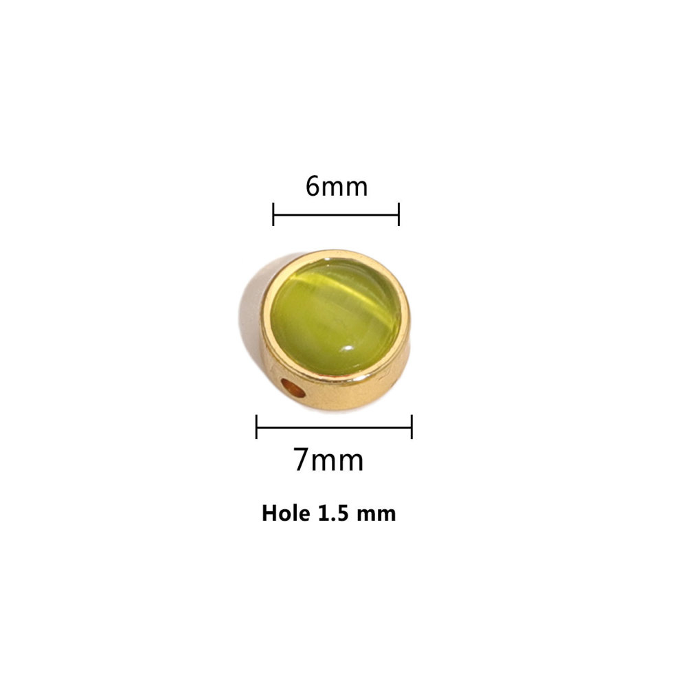 20pcs/bag Stainless steel cat's eye perforated steel beads DIY accessories