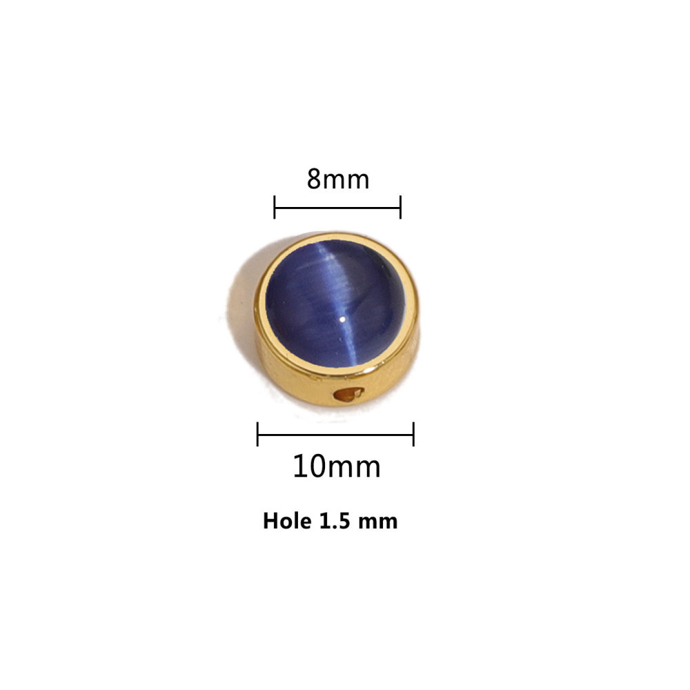 20pcs/bag Stainless steel cat's eye perforated steel beads DIY accessories