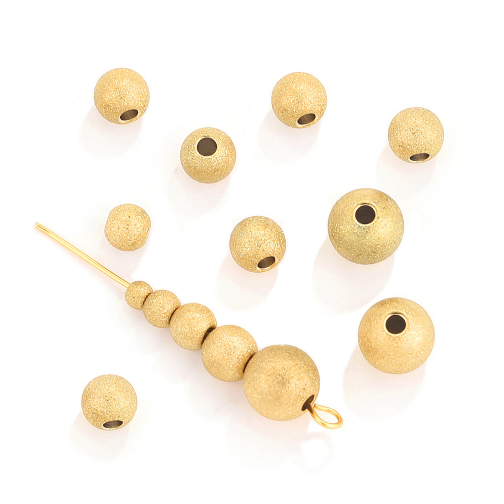 100pcs/bag Stainless steel frosted solid drilled steel beads DIY accessories