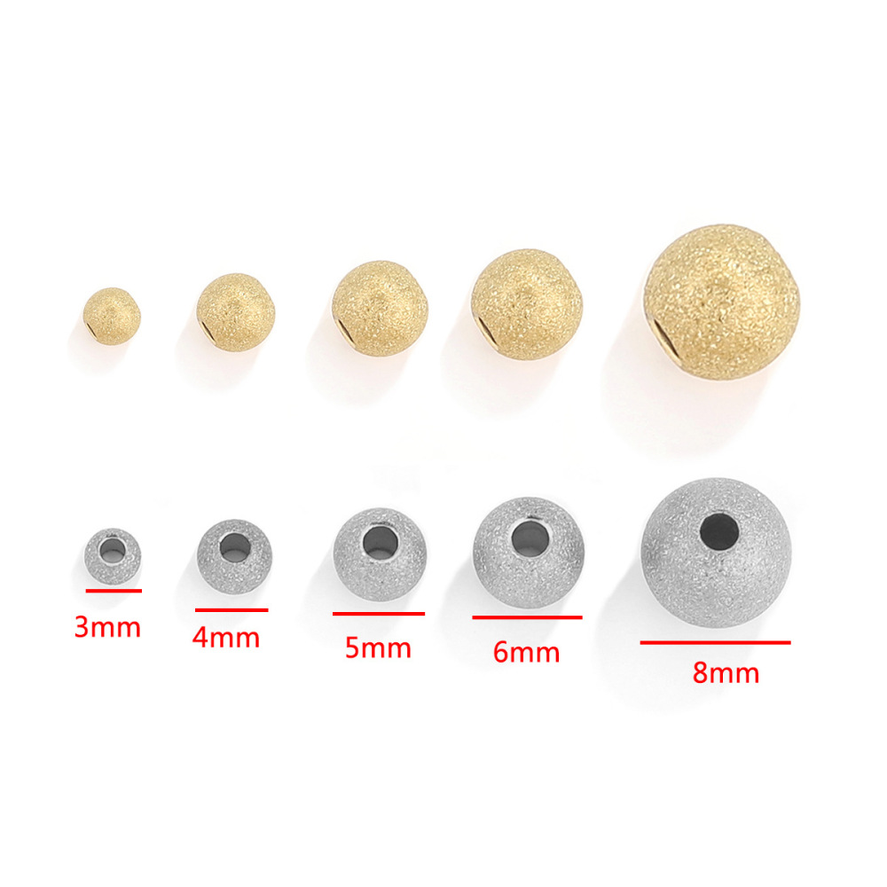 100pcs/bag Stainless steel frosted solid drilled steel beads DIY accessories