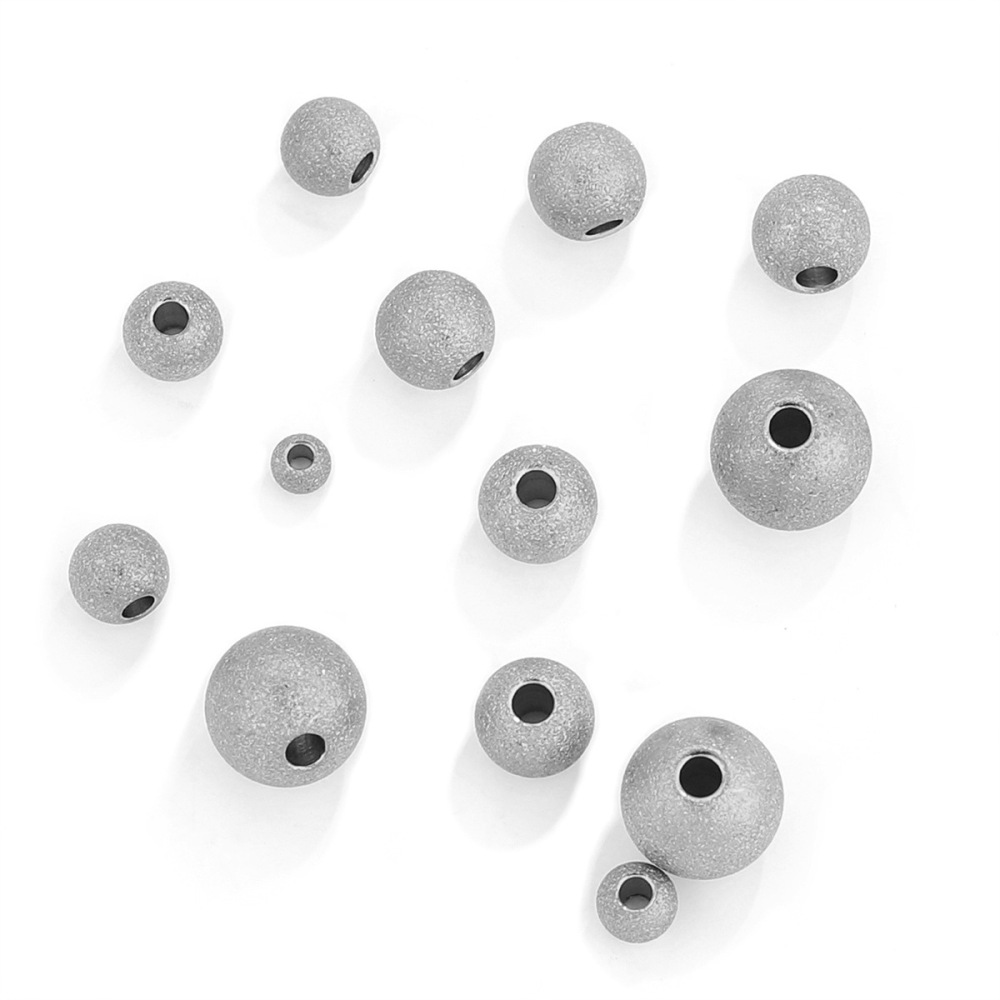 100pcs/bag Stainless steel frosted solid drilled steel beads DIY accessories