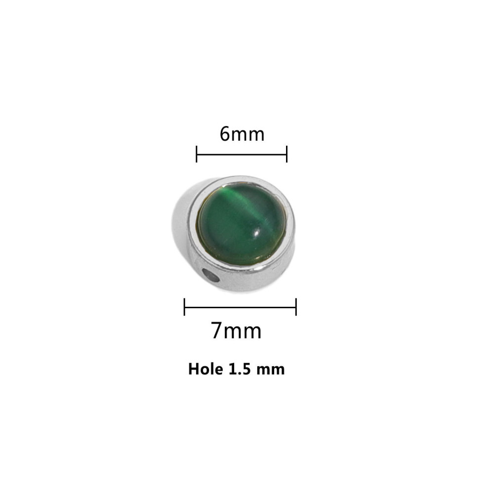 20pcs/bag Stainless steel cat's eye perforated steel beads DIY accessories