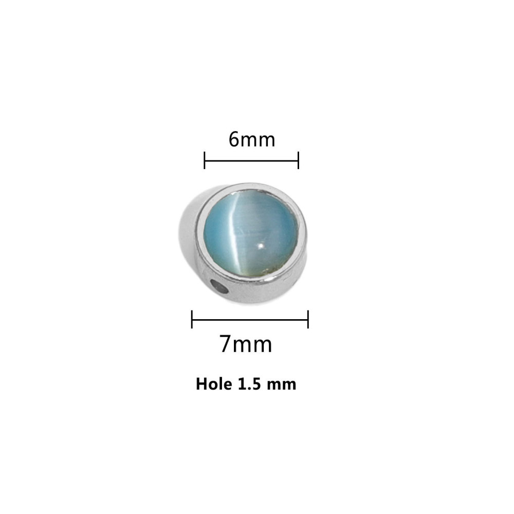 20pcs/bag Stainless steel cat's eye perforated steel beads DIY accessories