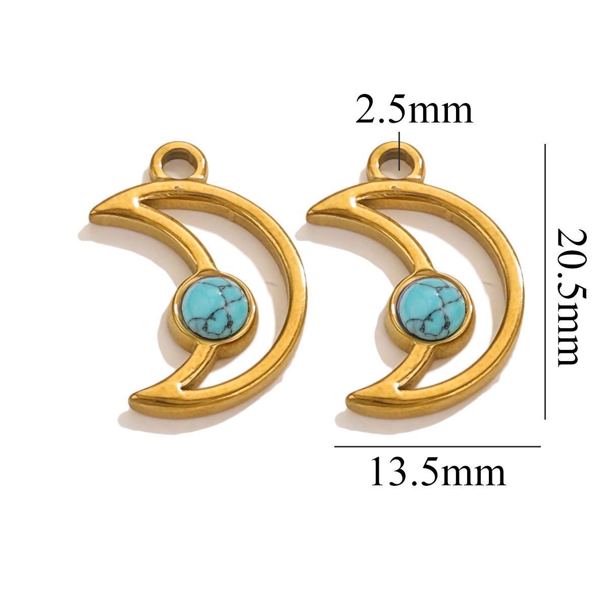5pcs/bag Stainless steel natural stone moon pendant DIY accessories