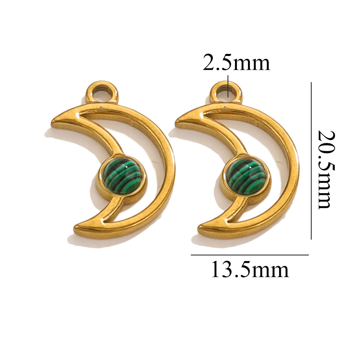 5pcs/bag Stainless steel natural stone moon pendant DIY accessories