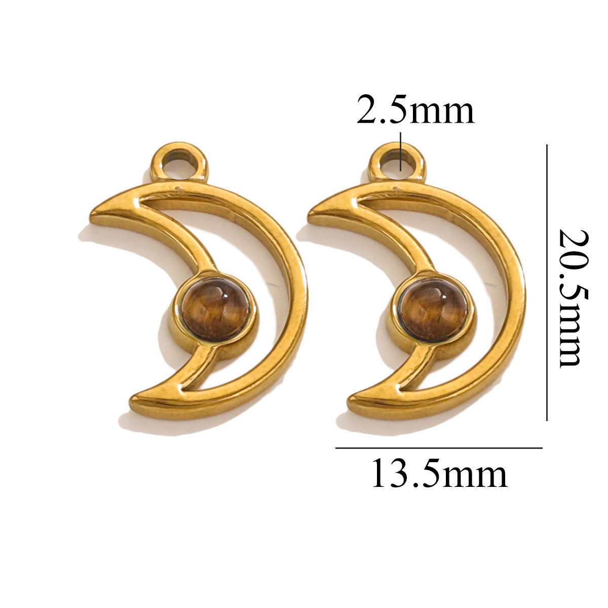 5pcs/bag Stainless steel natural stone moon pendant DIY accessories