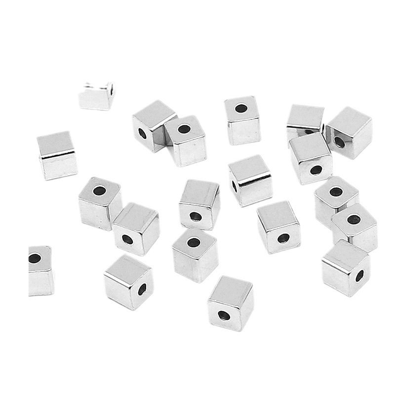 100pcs/bag stainless steel square beads, drilling beads DIY accessories