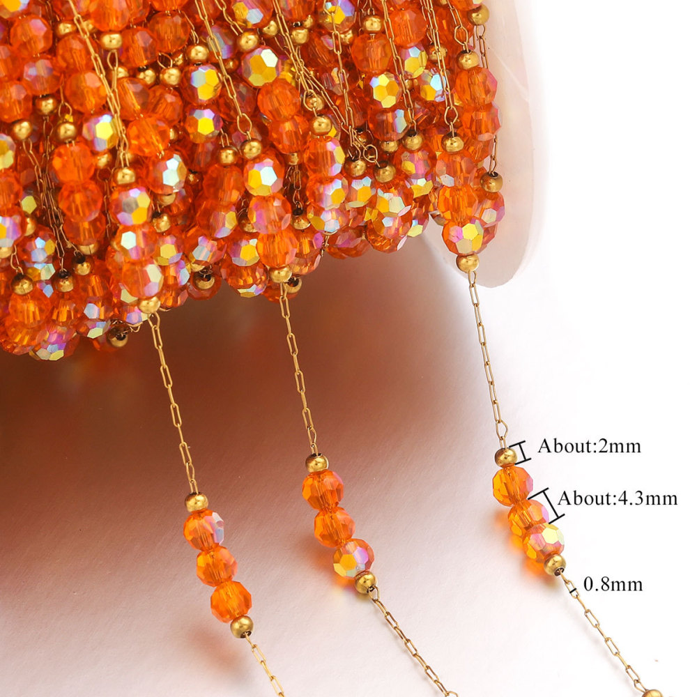 5m/bag Stainless steel colored stone beaded chain DIY accessories