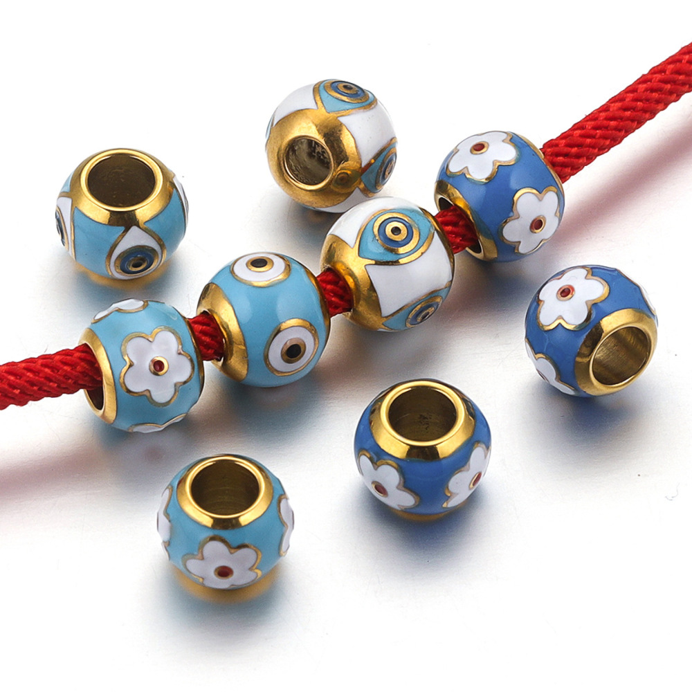 5pcs/bag Stainless steel solid oil drip drilling loose steel beads DIY accessories