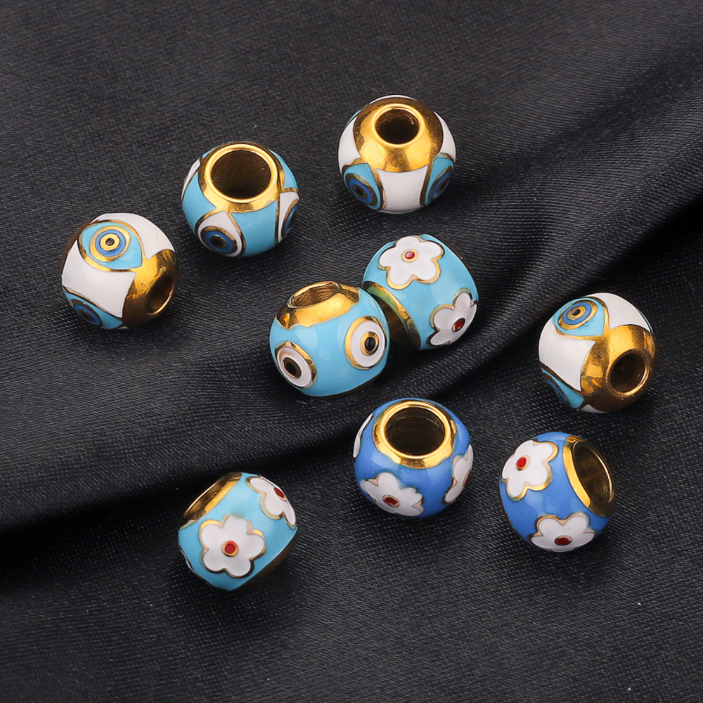 5pcs/bag Stainless steel solid oil drip drilling loose steel beads DIY accessories