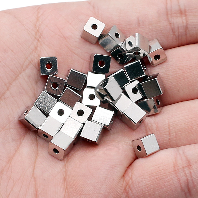 100pcs/bag stainless steel square beads, drilling beads DIY accessories