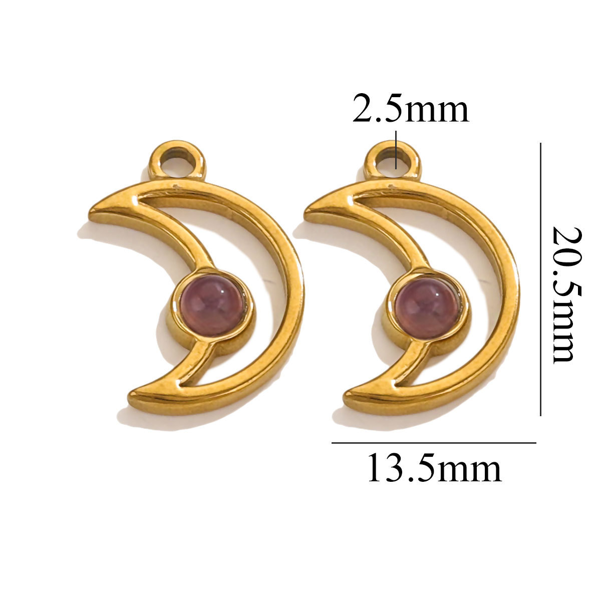 5pcs/bag Stainless steel natural stone moon pendant DIY accessories