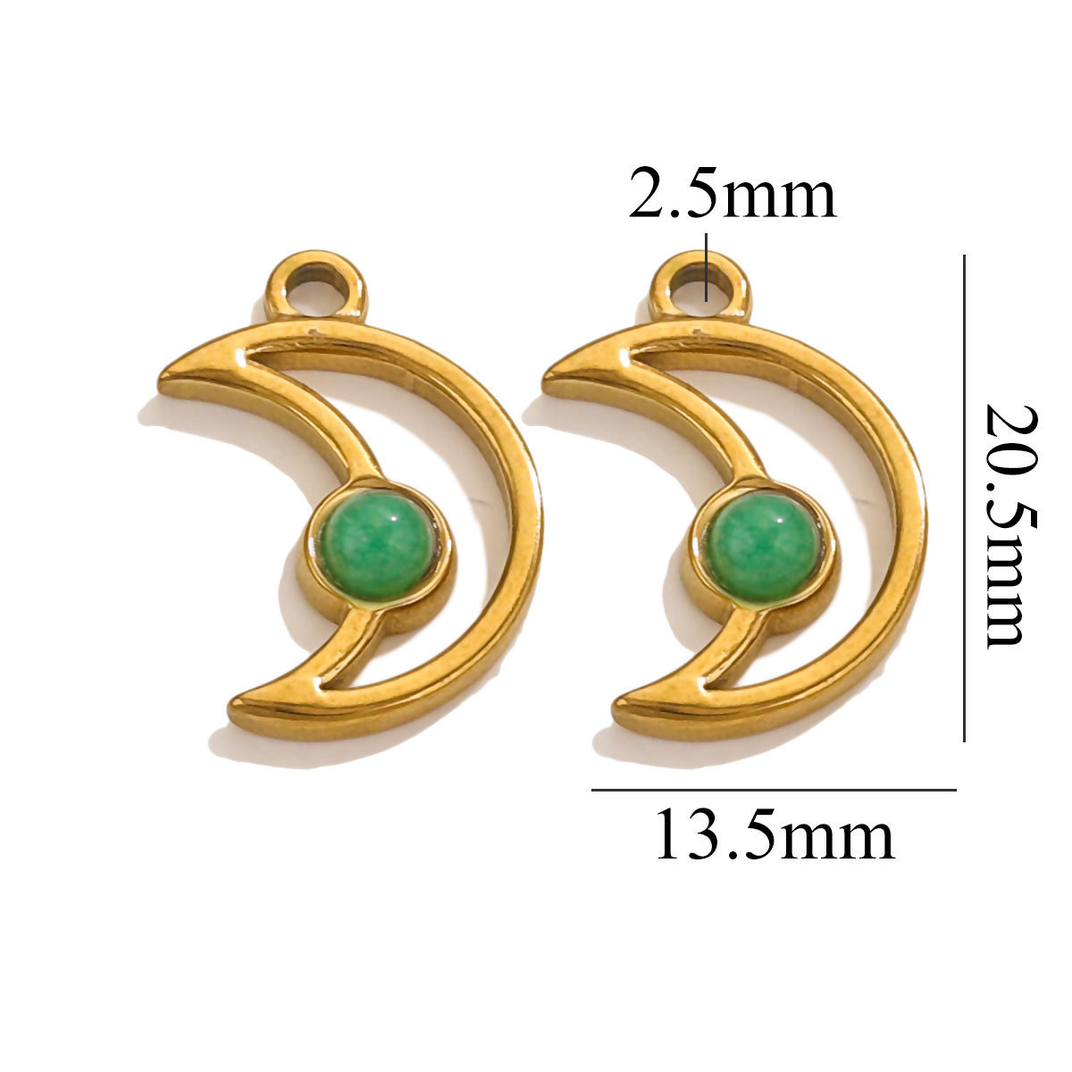5pcs/bag Stainless steel natural stone moon pendant DIY accessories