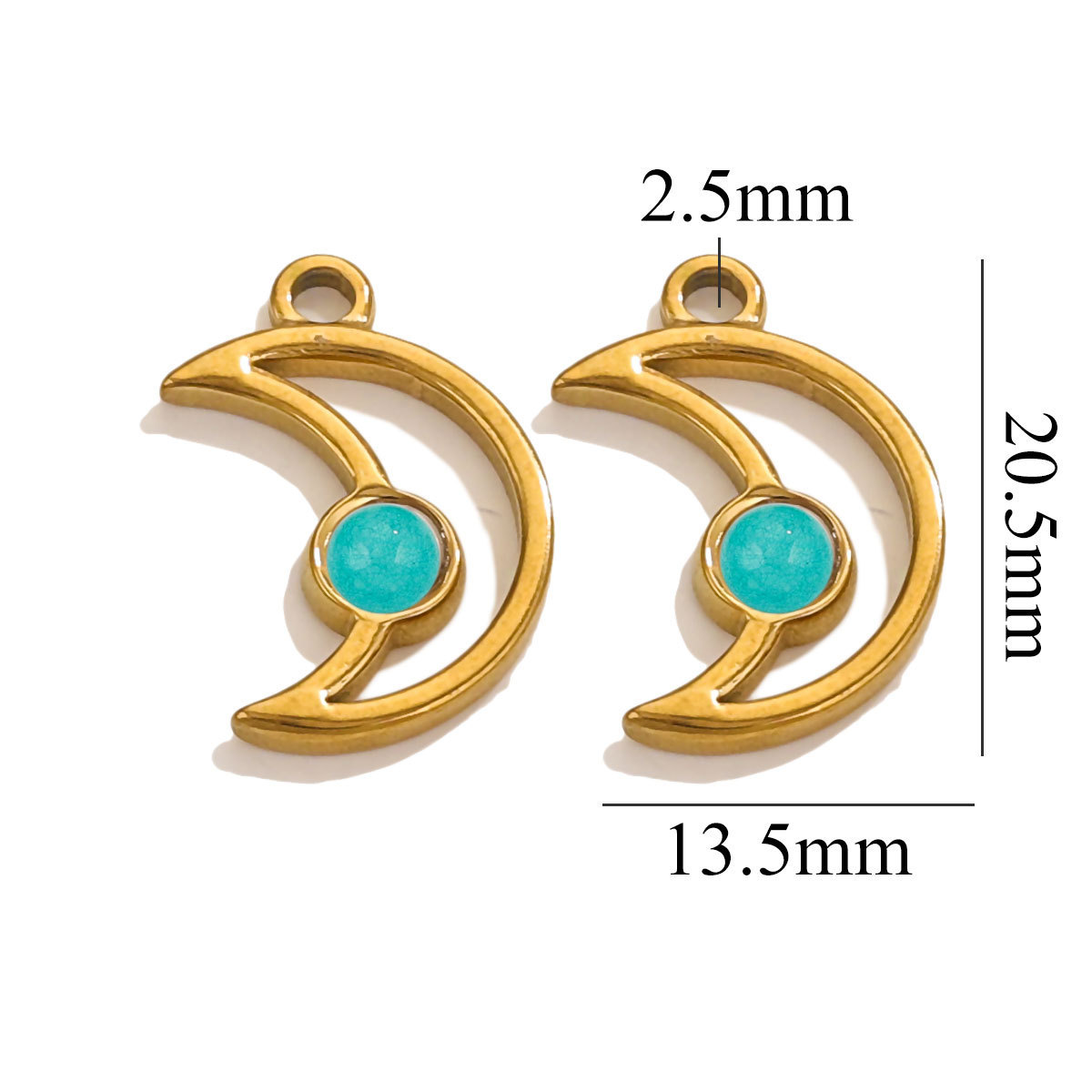 5pcs/bag Stainless steel natural stone moon pendant DIY accessories
