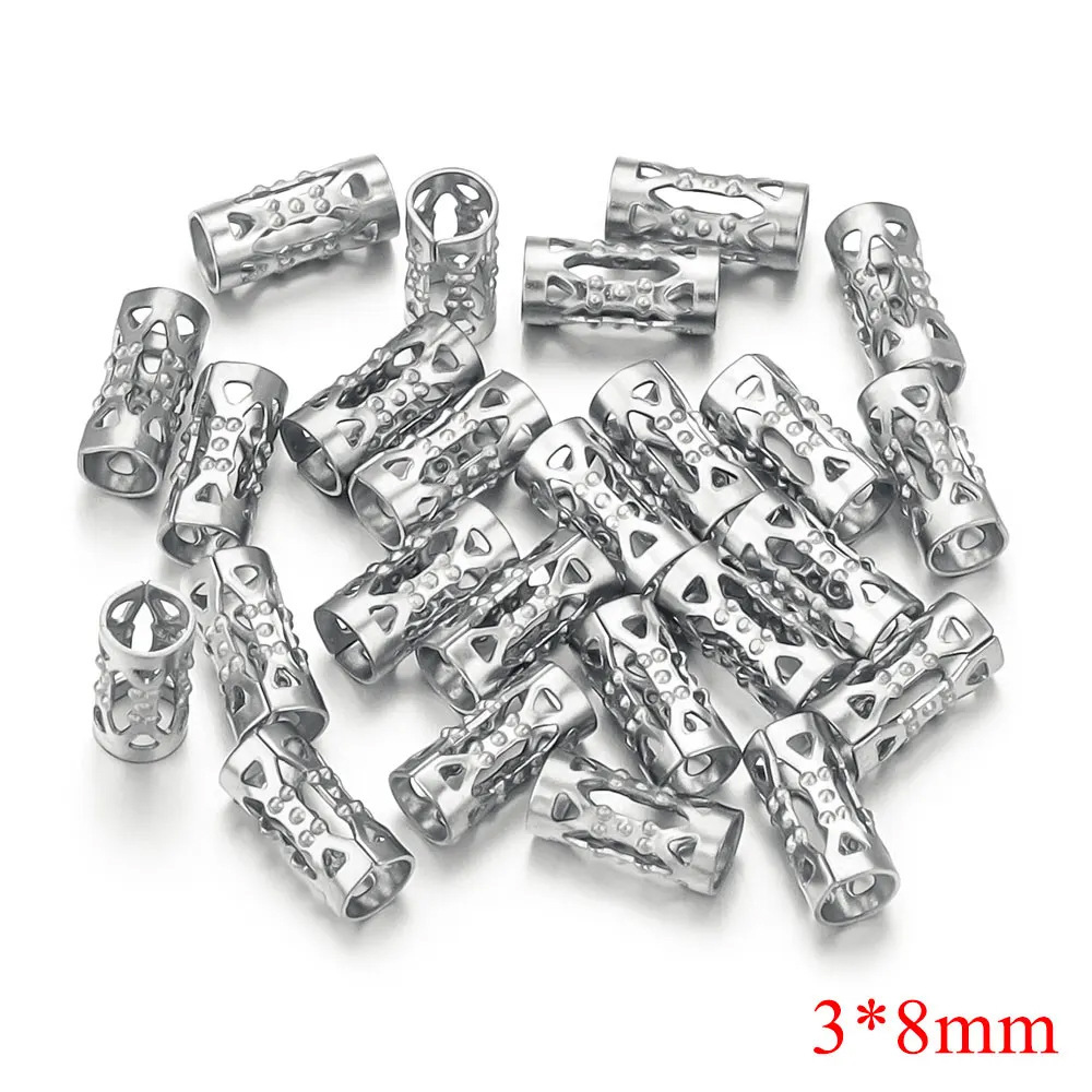 100pcs/bag stainless steel long hollow tube hole 3mm beaded DIY accessories