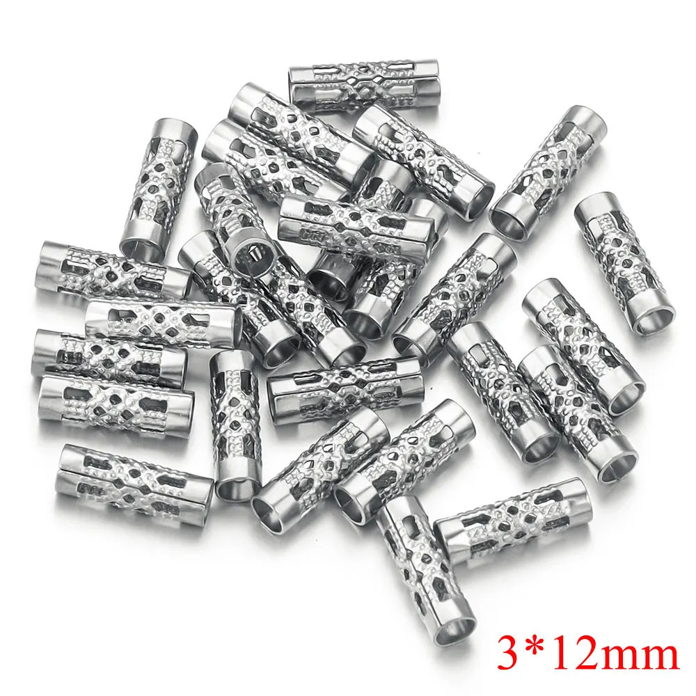 100pcs/bag stainless steel long hollow tube hole 3mm beaded DIY accessories