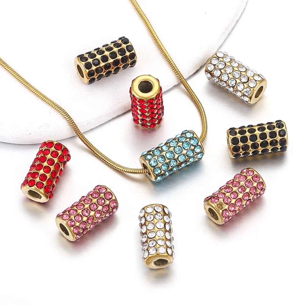 5pcs/bag stainless steel full drill straight hole loose beads DIY accessories