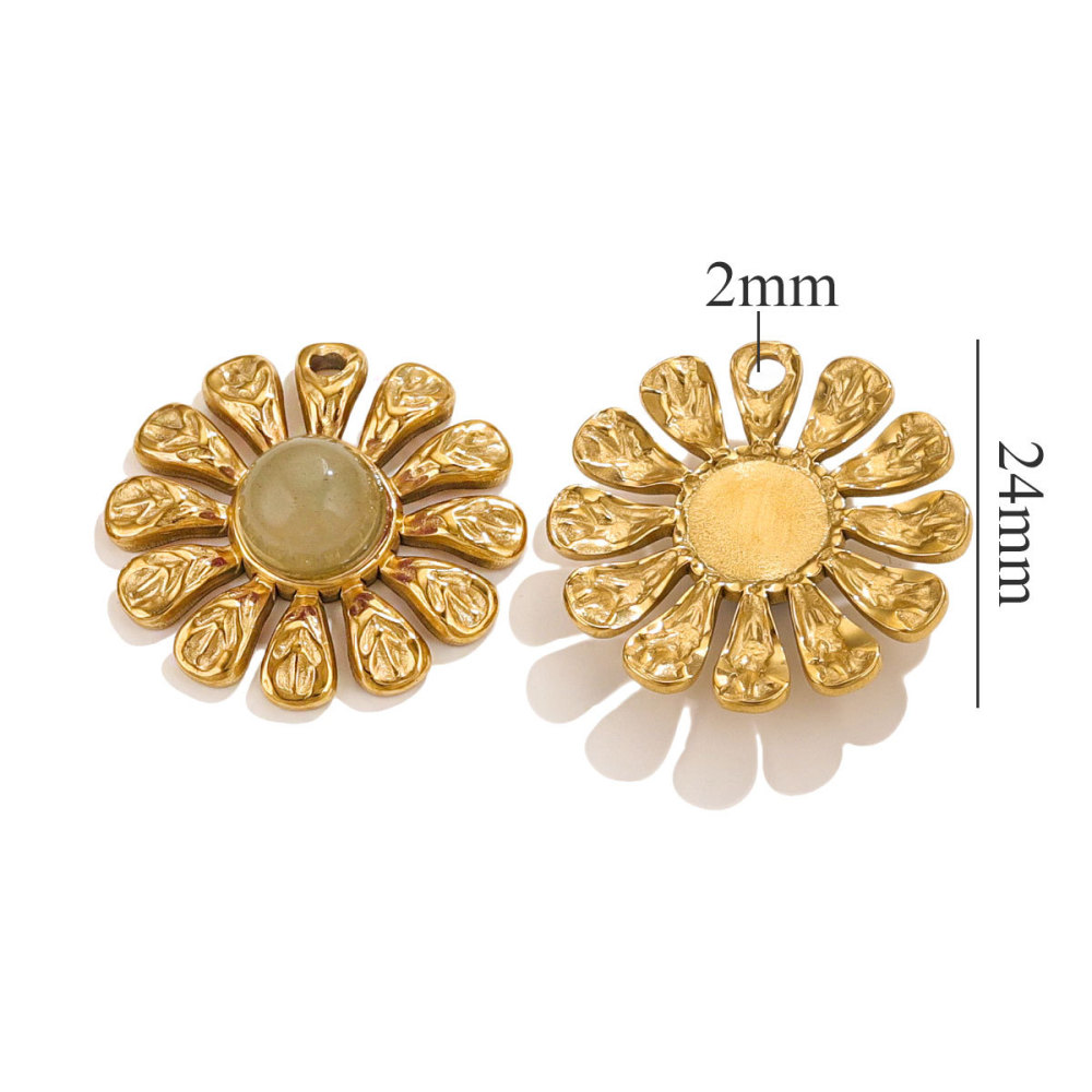 5pcs/bag stainless steel stone sunflower pendant DIY accessories