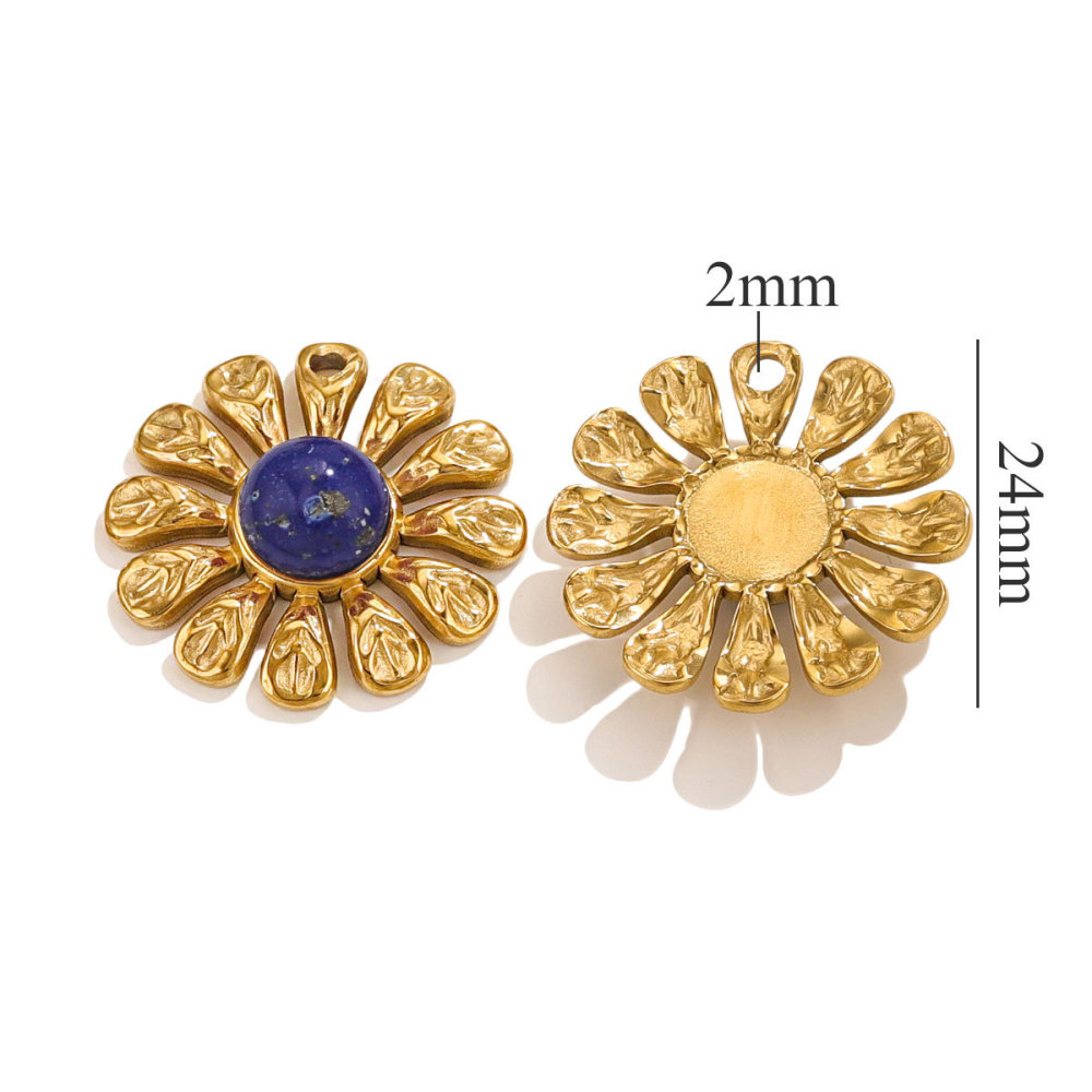 5pcs/bag stainless steel stone sunflower pendant DIY accessories