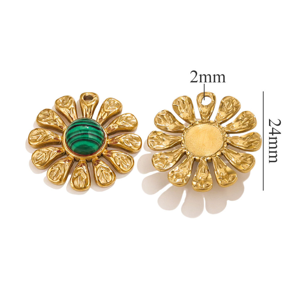 5pcs/bag stainless steel stone sunflower pendant DIY accessories