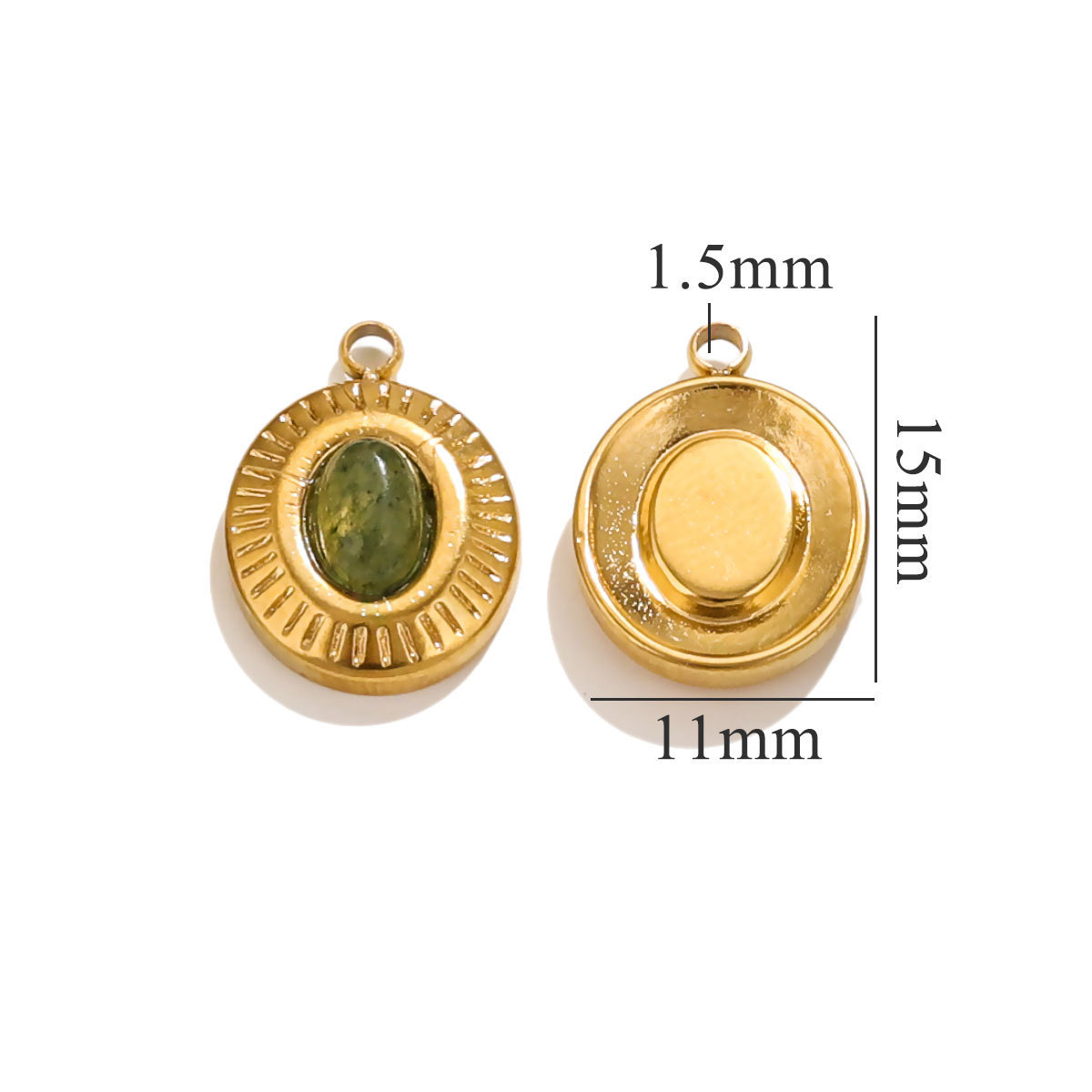 5pcs/bag stainless steel oval stone pendant DIY accessories
