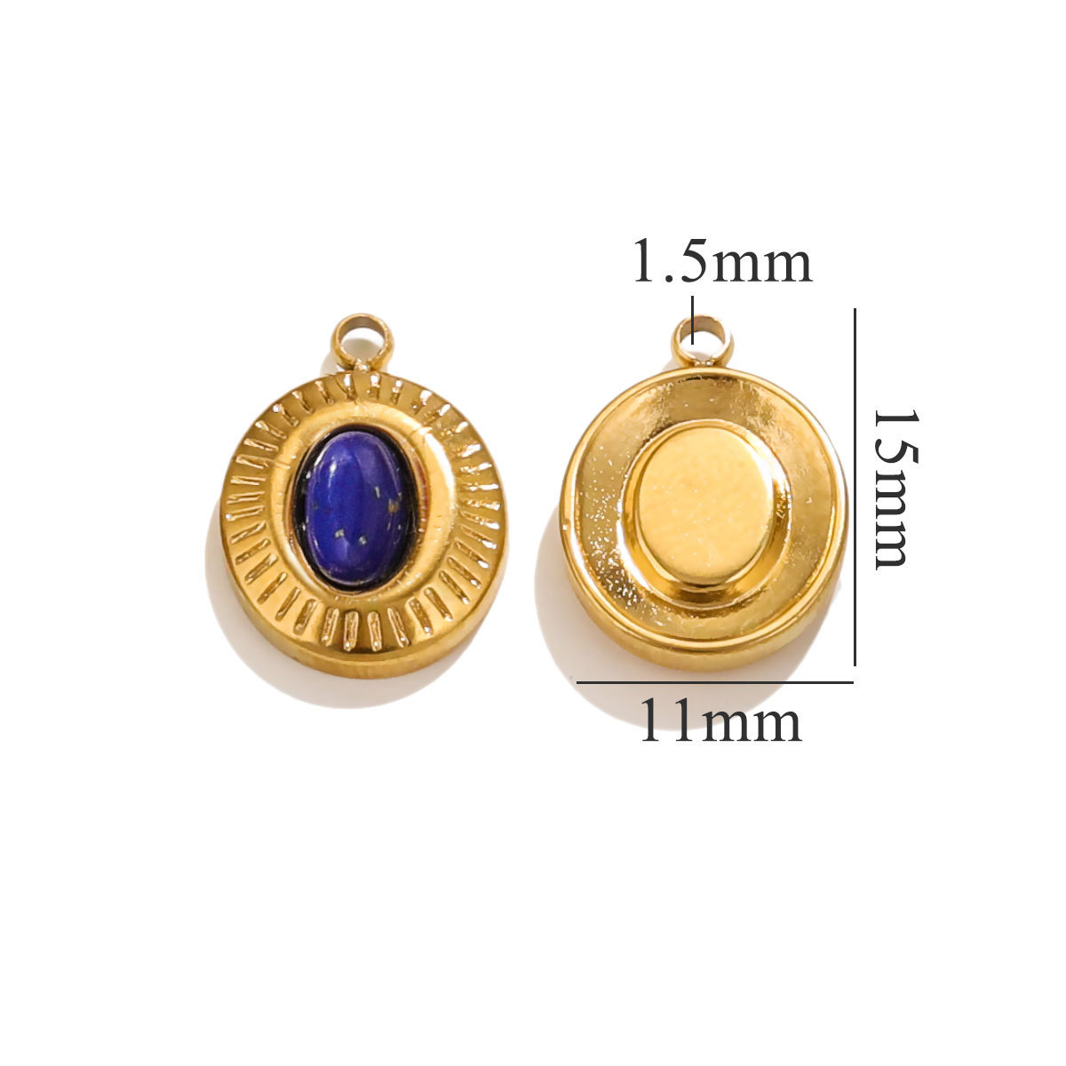 5pcs/bag stainless steel oval stone pendant DIY accessories