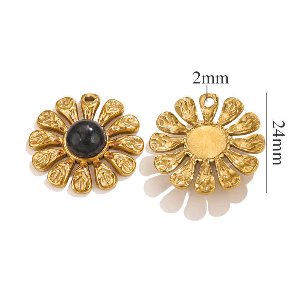 5pcs/bag stainless steel stone sunflower pendant DIY accessories