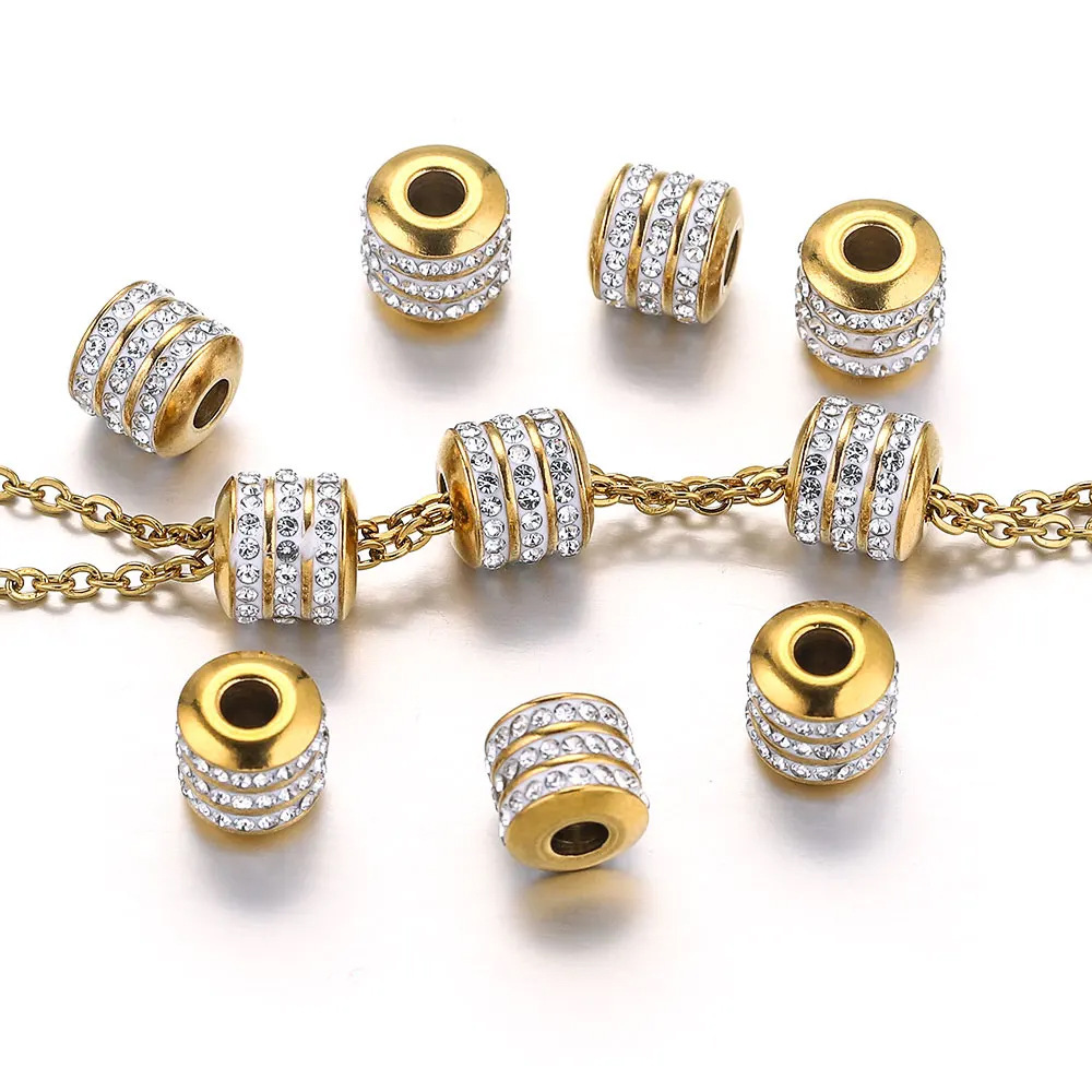 10pcs/bag Stainless steel through-hole drill beads DIY accessories