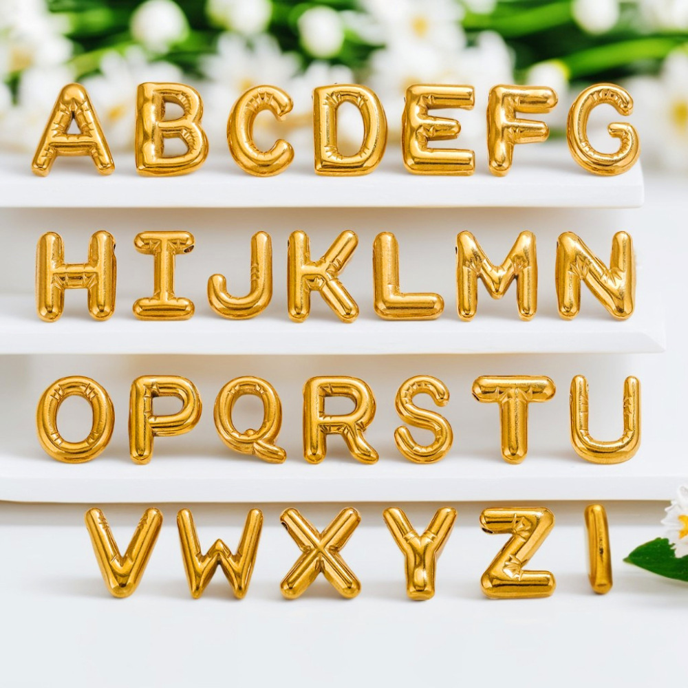10pcs/bag Stainless steel glossy bubble letters DIY accessories