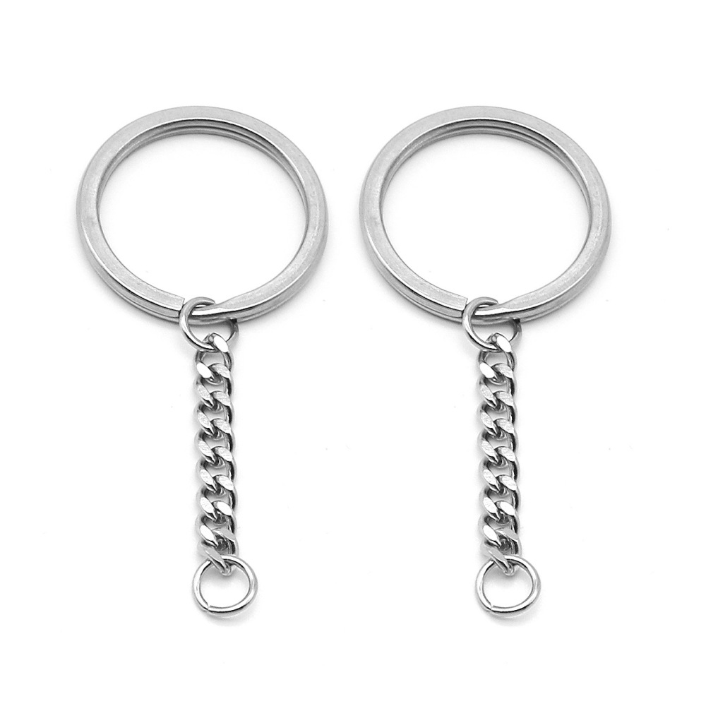 30pcs/bag Stainless steel key ring with grinding chain DIY accessories