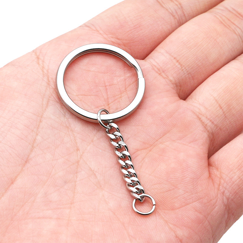 30pcs/bag Stainless steel key ring with grinding chain DIY accessories