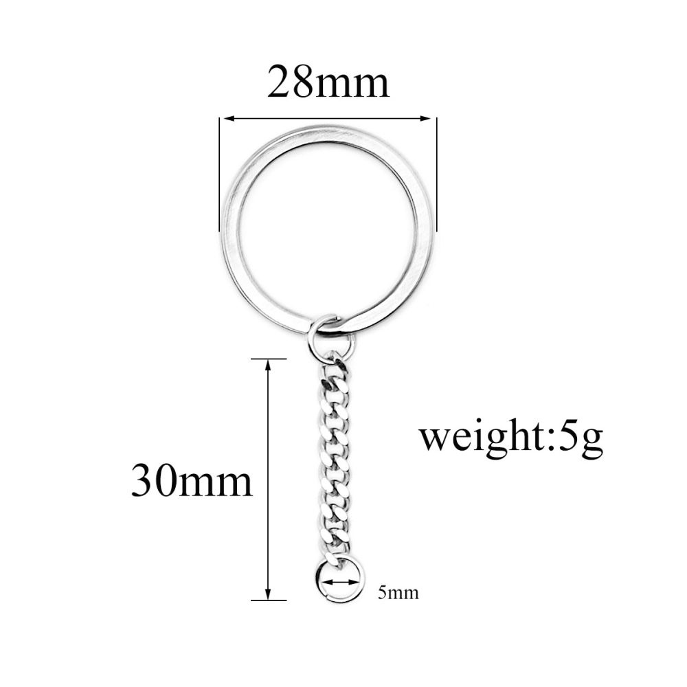 30pcs/bag Stainless steel key ring with grinding chain DIY accessories