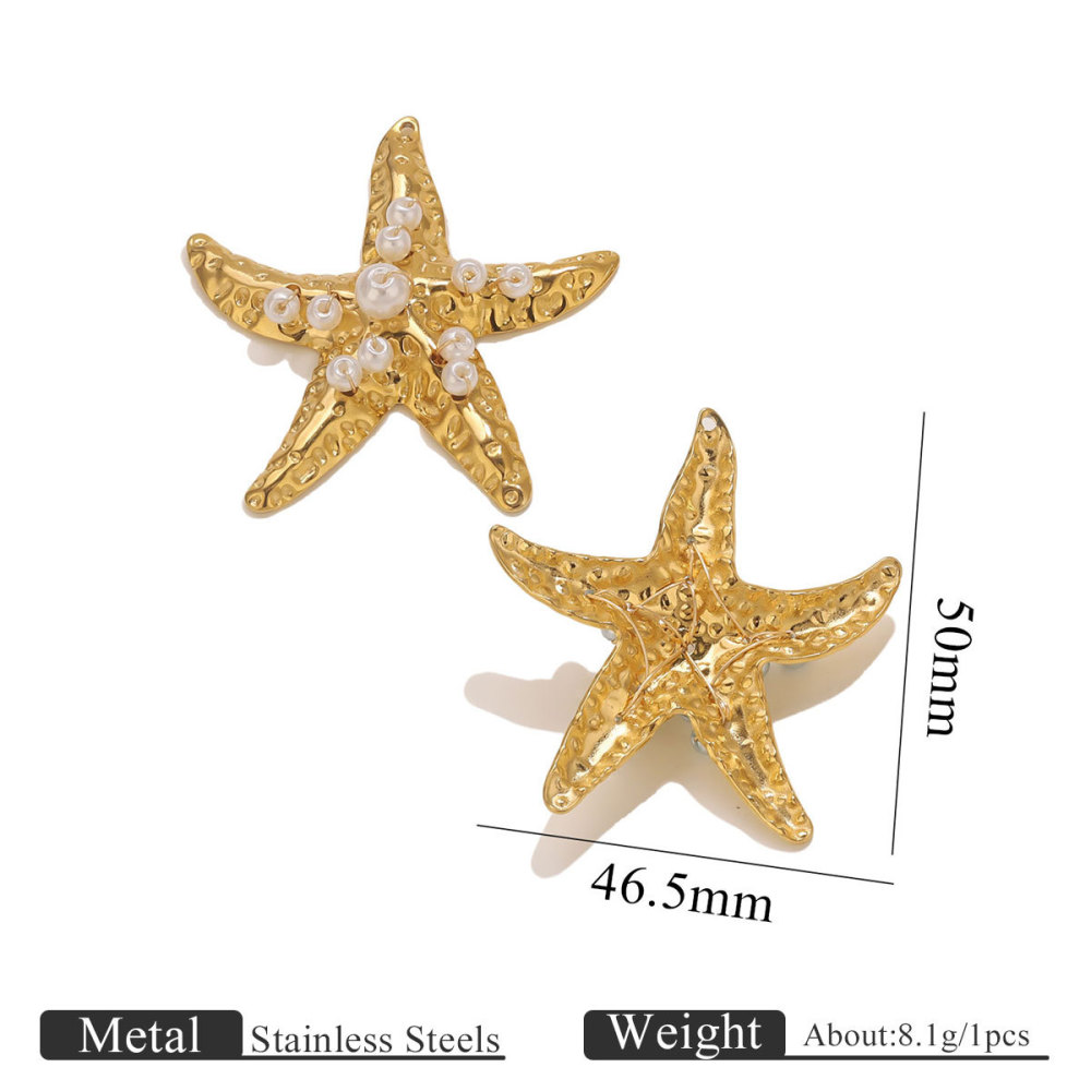 3pcs/bag Stainless steel starfish inlaid with pearls DIY accessories